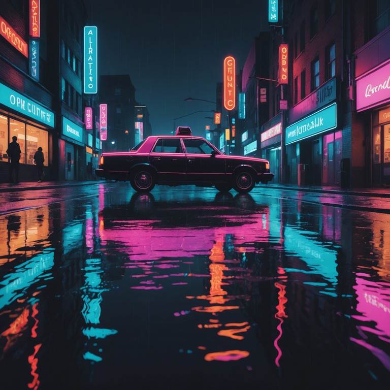 In an audibly rich and visually suggestive track, neon twilight cityscape imagines a bustling city at sunset, where the neon lights start to flicker against the fading daylight. The music is infused with sparkly, electronic beats that mimic the city's pulsating life, transitioning from day to nightlife in an edgy, glittering manner.