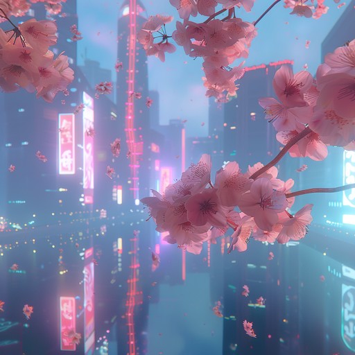 As the anime character navigates through a dream like tokyo, the koto strings blend with electronic pulses to create a soundscape that mirrors their emotional, surreal experiences in a neon lit world.