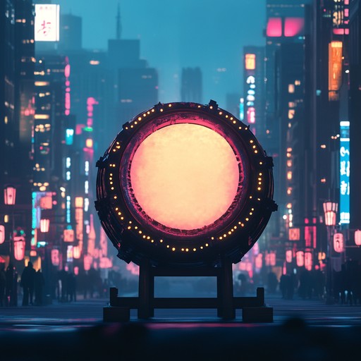 An instrumental idm composition that seamlessly blends traditional japanese taiko drumming with modern electronic beats, creating an empowering and futuristic soundscape that instills determination and confidence.