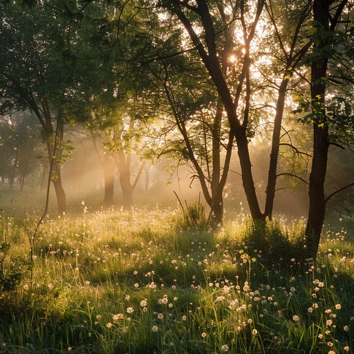 A tranquil experiment featuring gentle synthesizer tones and field recordings of nature, blending seamlessly into a serene ambient soundscape. Echoes of distant birds, soft winds, and gentle streams create an immersive and soothing atmosphere, perfect for meditation or quiet reflection