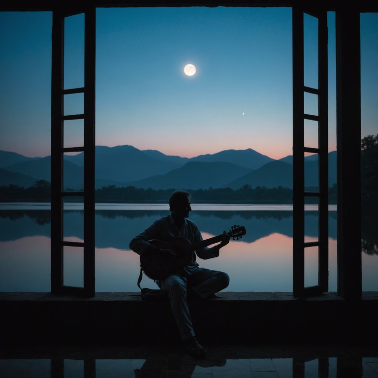 A hauntingly beautiful night time piece inspired by the mystical allure of traditional hindustani ragas, infused with a dark and enigmatic twist. The composition simulates a journey through shadowy landscapes under a full moon, echoing the depth and complexity of human emotions. The music evokes a sense of ancient wisdom blended with the solitude of the night.