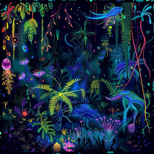 Discover a sonic paradise where electric beats and tropical sounds create a surreal and vivid landscape. Ethereal melodies and dynamic rhythms guide you through an enchanting and mystical world.