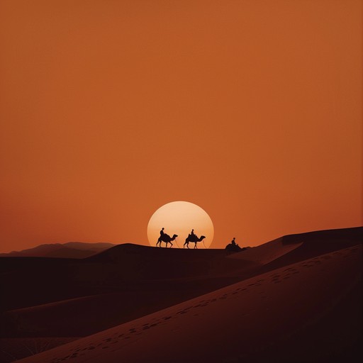 Imagine yourself wandering through the vast expanse of the sahara desert at night, with the stars twinkling overhead and the sand still radiating heat from the day's sun. This piece captures that sense of mystery, allure, and intensity with its languid, sensual melodies and rich, warm instrumentation. The music ebbs and flows like the undulating dunes, creating an immersive atmosphere that transports the listener to a world of exotic beauty and hidden passions.