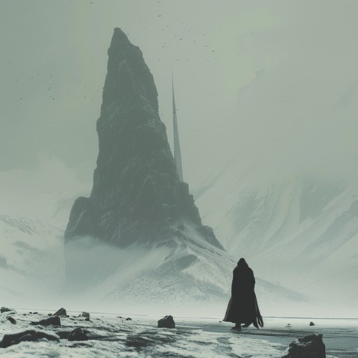 This composition features an eerie blend of otherworldly atmospheres and grinding guitar rhythms, conjuring the frosty landscapes and dark myths of scandinavia. At times, the melody rises into an epic crescendo, echoing the ancient viking battles, before it returns to a haunting, minimalist tone that emphasizes isolation and the stark, unyielding nature of the northern wilderness.