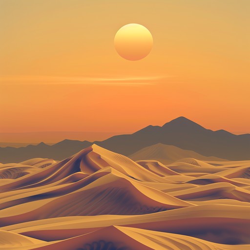 This piece features gentle, flowing melodies that evoke the peaceful atmosphere of a desert at sunset, accented by unique world music elements, providing a relaxing and immersive auditory experience.