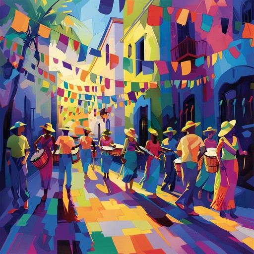 Imagine a vibrant street party filled with colorful decorations, joyous dances, and the festive sounds of latin music. The playful melodies and energetic rhythms make this track irresistible for anyone looking to have fun and celebrate.