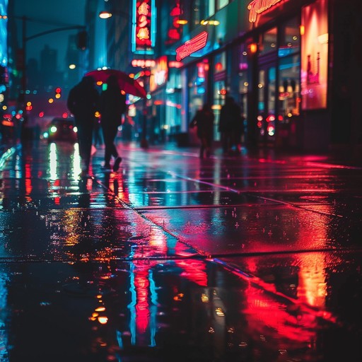 A track that explores the emotions of urban solitude, weaving through a landscape crafted by pulsating synthesizers and hauntological echoes that mimic the distant hum of a city at night. Evocative of walking through rain drenched streets with neon lights reflecting on wet surfaces, this piece merges nostalgia with futuristic undertones.