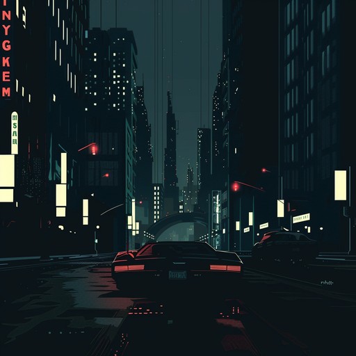 Imagine a high-speed chase through a neon-lit city at midnight. The track combines thrilling, fast-paced drum beats with a backdrop of ambient synths that capture a sense of urgency paired with the city's mysterious allure. Vehicular sounds occasionally weave through the mix, enhancing the urban atmosphere.