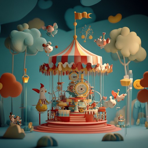 An instrumental orchestral composition that brings to life a playful clockwork carnival, with whimsical melodies and lively rhythms that evoke a sense of fun and wonder