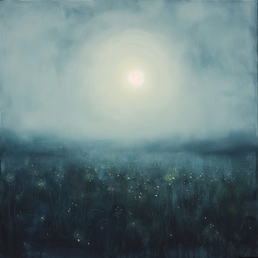 A serene and minimalistic instrumental piece that envelops the listener in an ethereal nighttime ambiance, using sparse and delicate piano melodies to create a sense of dreamy calmness and introspection, perfect for late night reflections or meditative moments. Echoing throughout, the gentle piano notes paint a tranquil picture of a moonlit meadow, whispering softly in the night breeze.