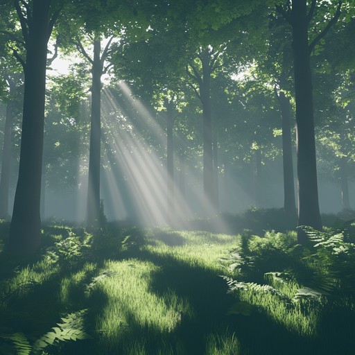 Imagine a soft, melodious tune playing lightly as the morning fog lifts over a tranquil forest. The sound perfectly captures the essence of early dawn, where the gentle whisper of leaves and distant bird calls create a peaceful harmony