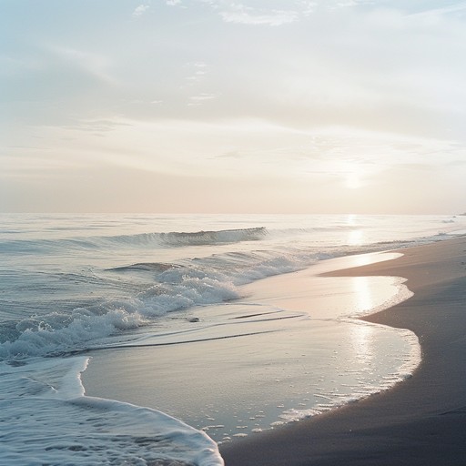 Imagine the orange and pink hues of a sunset reflecting on the ocean as the gentle strumming of a ukulele accompanied by light percussion fills the tranquil air, perfect for a calm and peaceful holiday escape.