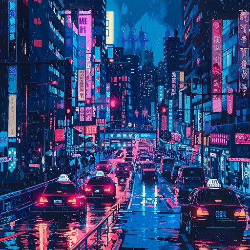 Dive into the heart of the neon lit metropolis, where pulsating synths and energetic beats drive the bustling nights. This track embodies the relentless pace of cyberpunk life with glistening arpeggios and infectious rhythms, transporting listeners to a high tech, low life world.