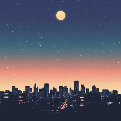 Ethereal synth pads intertwine with laid back hip hop beats, creating a dreamy, moonlit soundscape of an urban city at night, perfect for relaxation and reflection.