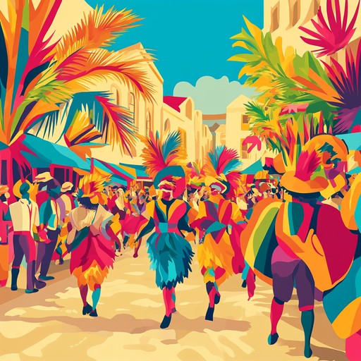 Bursting with rhythmic drums, vibrant brass, and rhythmic melodies, this instrumental track captures the celebratory atmosphere of a lively street parade during carnival. Infectious samba beats drive the energy, evoking images of colorful costumes, dancing crowds, and pulsating joy. Perfect for creating a festive, jubilant ambiance.