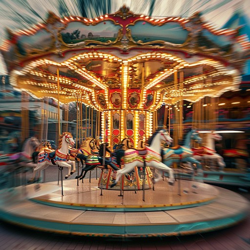 An enchanting and playful waltz with a vibrant, captivating melody that invokes the feel of a vintage carousel ride, perfect for a cheerful and whimsical atmosphere.