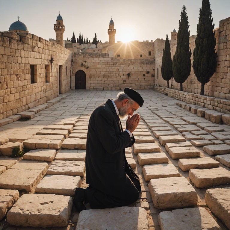 Drawing from the deep, historical musical tones of traditional jewish melodies and incorporating them with subtle modern electronic accents, 'dawn over jerusalem' seeks to paint a vivid audio landscape that reflects the ongoing fusion of the ancient and contemporary within the city. This piece aims to evoke the feeling of witnessing a breathtaking sunrise over the iconic city's skyline, emphasizing a sense of hope and renewal.