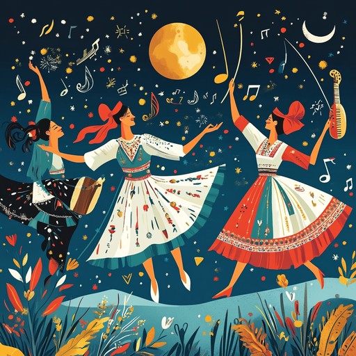 A vibrant instrumental piece that fuses traditional bulgarian folk melodies with modern electronic beats, creating a groovy chalga track that evokes lively dances under the moonlit balkan sky.