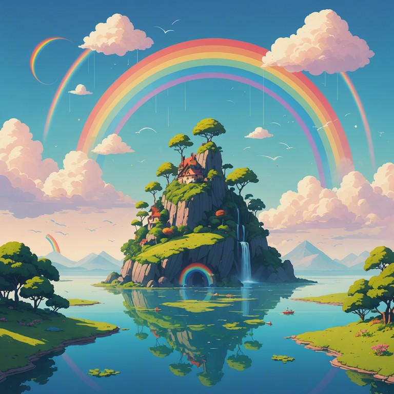 An orchestral composition that perfectly sets the mood for a magical journey across animated skies, featuring whimsical flutes and strings to enhance the scene of childlike wonder.