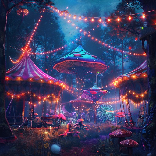 Immerse in the sounds of a fantastical woodland carnival, where joy and surprise dance with every note. An eclectic mix of melodies and rhythms imbues the air with playful magic.