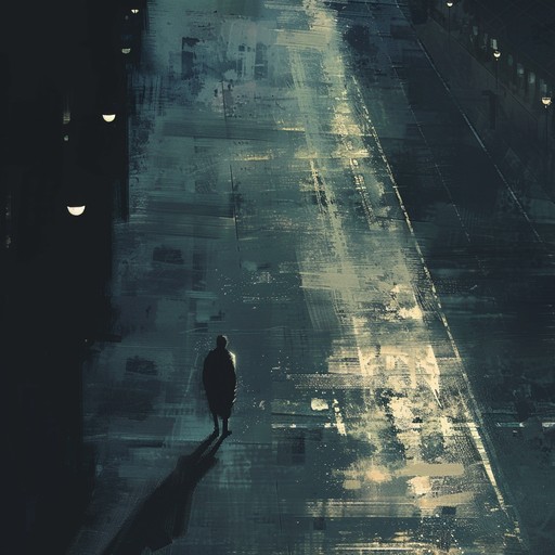 A lonely, reflective journey encapsulated by melancholy guitar plucks and soft, echoing undertones. This piece captures the feeling of walking through empty city streets at night, evoking emotions of desolation, introspection, and solitude. Each note reverberates with the quiet sadness of isolation, creating a hauntingly beautiful soundscape that invites contemplation and deep feeling.