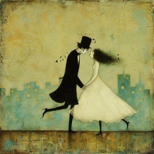 This eclectic composition begins with a classical waltz featuring a lively accordion, then unexpectedly transitions into a funky electronic beat with synthesizers and glitchy sound effects. The melody weaves through different genres, including a brief interlude of folk-inspired fiddle playing and a jazzy saxophone solo, before returning to the initial waltz theme. The dynamic shifts between soft, intimate passages and energetic, chaotic crescendos.