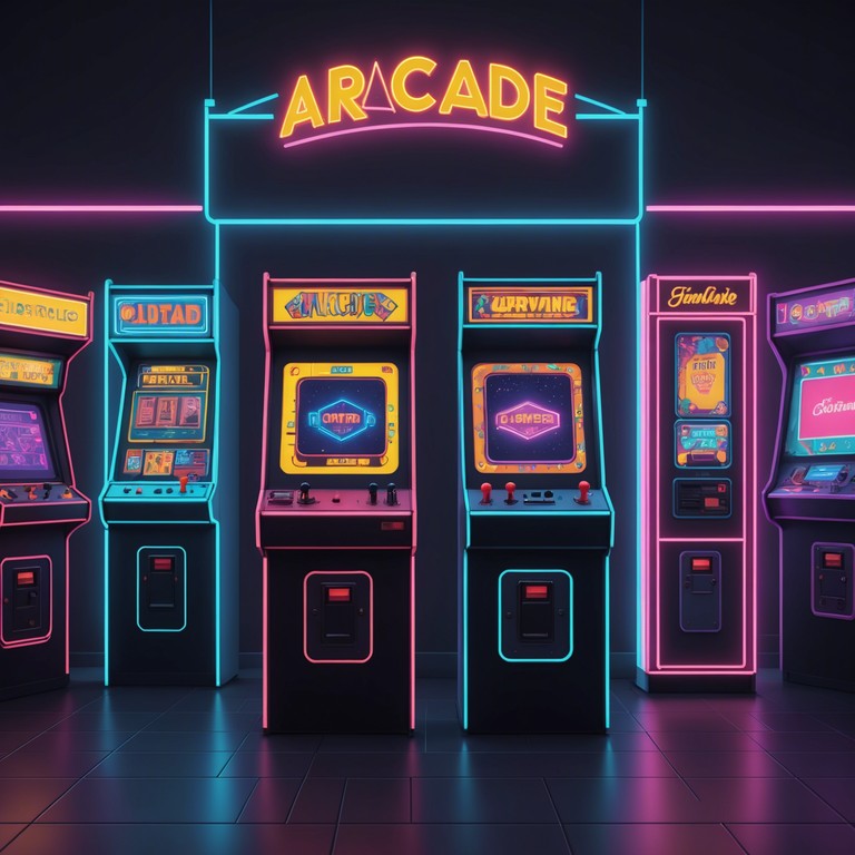 A rich tapestry of electric piano layered with pulsating bass and sweeping arpeggios creates a vibe that's both nostalgic and fresh, capturing the essence of 80s dancefloors drenched in neon lights. The soundtrack is an energizing throwback to a buzzing arcade atmosphere of excitement and color