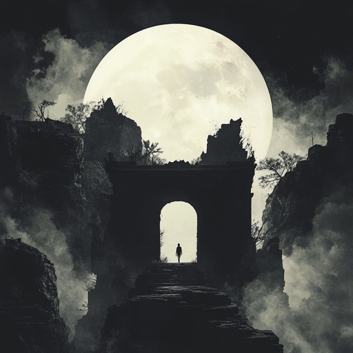 An atmospheric composition blending haunting melodies with exotic rhythms, evoking a mystical nocturnal journey under a veil of darkness. The piece intertwines ethereal sounds with deep, resonant tones to immerse the listener in an otherworldly experience.