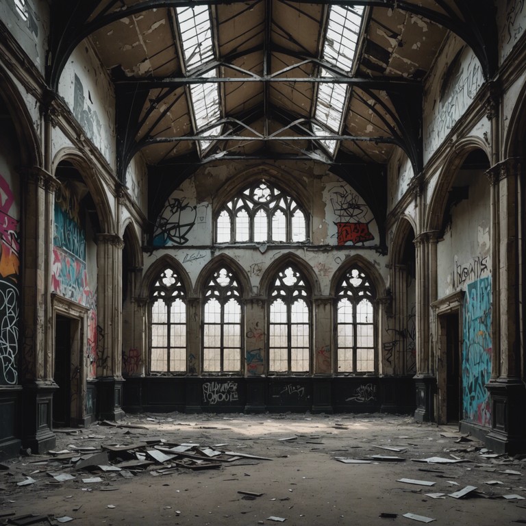 This track evokes the sensation of walking through deserted, dilapidated halls, where the haunting echoes of punk's raucous past reverberate against broken walls. The eerie atmosphere is enriched by the stark and dissonant sounds of a solitary electric guitar, capturing both a sense of decay and the defiant spirit of punk. The music crescendos, reflecting the increasing intensity of ghostly presences making themselves known in this forgotten place.