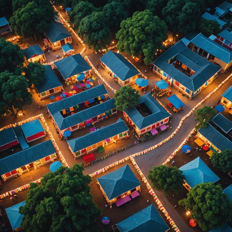 Imagine a vibrant colombian village at dawn; children and elders alike dance in the streets, the air filled with an infectious energy and the warm glow of the sunrise illuminating faces filled with laughter and happiness.