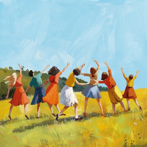 With a bright and cheerful melody, this folk rock instrumental captures playful dance moments in sunny fields. The blend of lively guitars, spirited drumbeats, and whimsical flute lines creates a carefree, upbeat atmosphere.