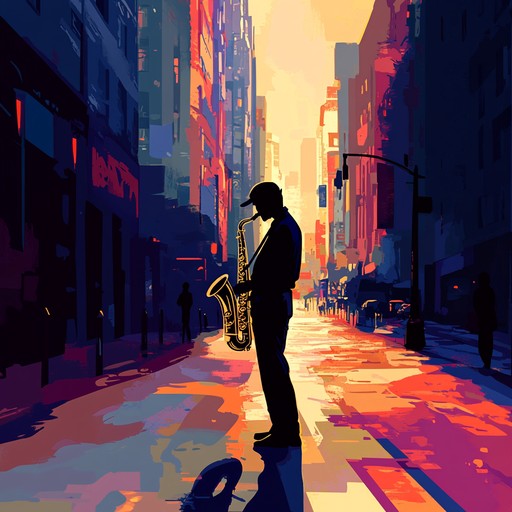 An uplifting track that combines nu jazz elements with hip hop rhythms, featuring lively saxophone melodies over dynamic beats, creating a joyful and vibrant atmosphere.