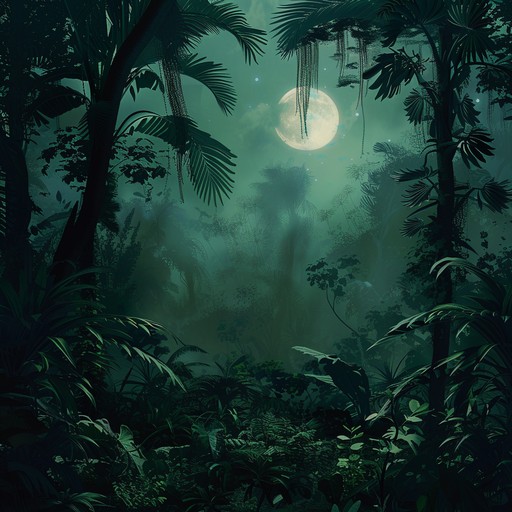 Explore a midnight journey through an exotic jungle where the mysterious sounds of wildlife and eerie echoes create an unsettlingly dark and ambient soundscape. The fusion of distant animal cries, rustling leaves, and subtle, haunting melodies crafts a deeply immersive atmosphere.