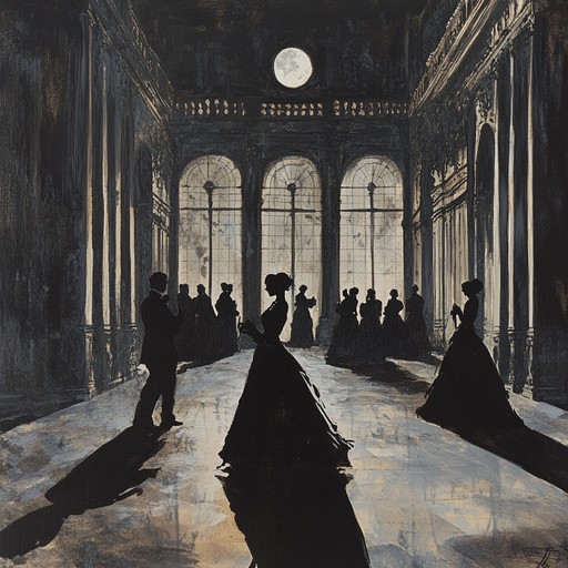 An eerie instrumental waltz that intertwines haunting melodies with suspenseful harmonies, painting a picture of a moonlit ballroom filled with veiled intentions and secret whispers.