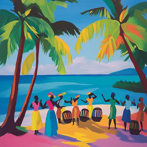 Unleash your spirit with upbeat, lively rhythms of tropical steelpan and percussion, inducing feet tapping joy and carefree energy in an island dance party.