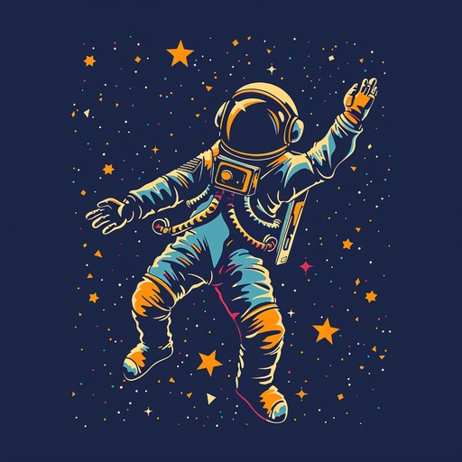 Embark on a cosmic odyssey with this grand instrumental piece that blends groovy bass guitar with orchestral grandeur, capturing the thrill of space exploration and funky rhythms.