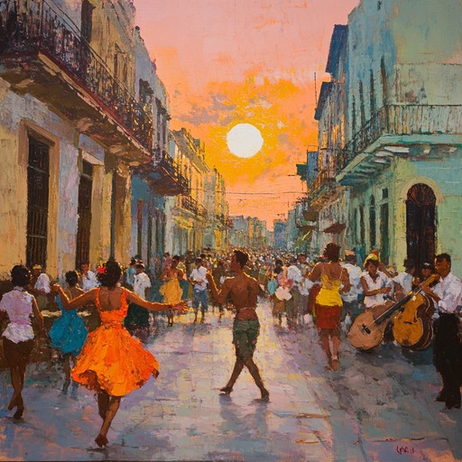 A vibrant instrumental piece overflowing with joyous latin beats, conjuring images of vibrant havana evenings. Syncopated rhythms drive the playful atmosphere, creating an irresistible urge to dance.