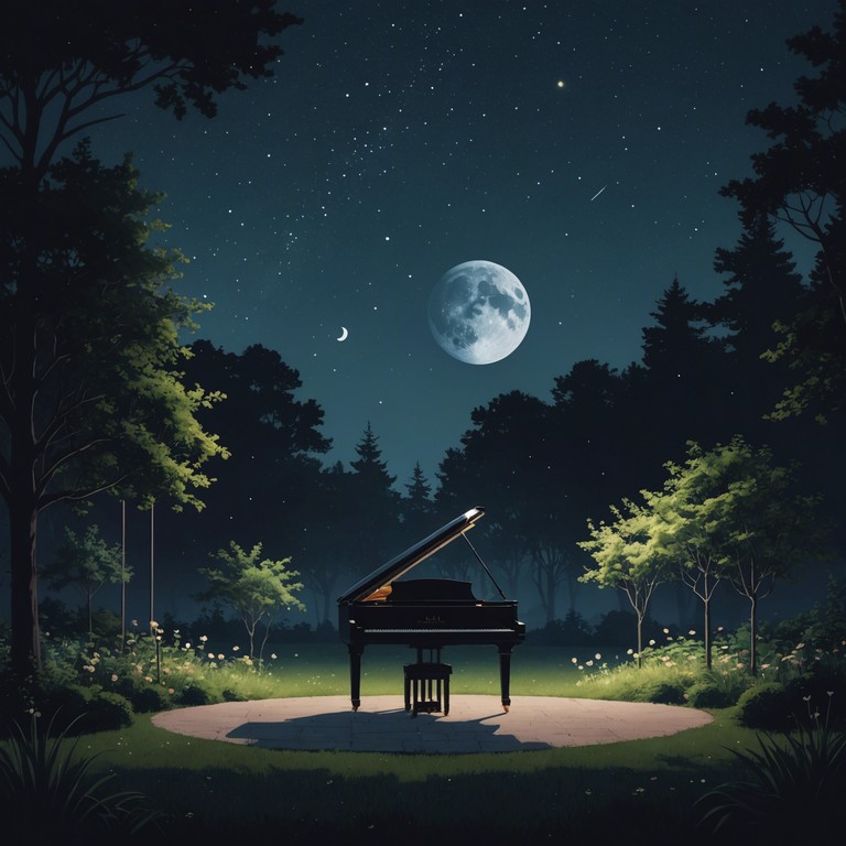 Imagine a gentle piano melody unfolding seductively under a moonlit sky. Each note resonates with the quiet whispers of midnight, offering a sensual auditory experience imbued with sophistication and tranquility. This piece explores the depth of intimacy and emotion through subtle dynamics and nuanced expressions.