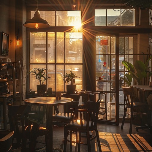 Picture an urban retreat during golden hour, with smooth jazz intertwined with chill house beats. The music provides a soothing backdrop for relaxation and introspection, creating a melodic escape amidst the gentle sounds of the city.