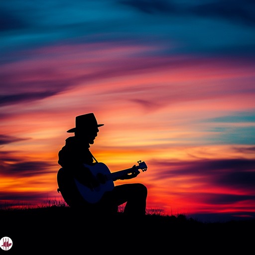 An instrumental piece featuring delicate acoustic guitar and subtle strings, evoking the serene beauty of a quiet evening as the sun sets, painting the sky with hues of pink and orange.