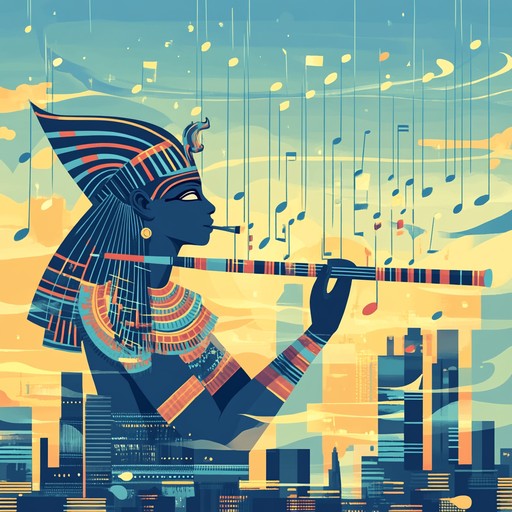 An instrumental track that blends haunting ancient egyptian ney flute melodies with dynamic hip hop beats, creating an exciting fusion that bridges past and present.