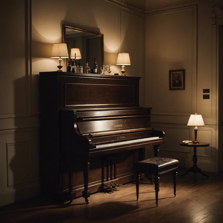 In a dimly lit, smoke filled room, the soft, eerie sounds of a solo piano create a haunting atmosphere. The music drifts through the air, evoking images of old detective stories and forgotten secrets. Each note resonates with a chilling touch, enveloping the space in a cloak of mystery and suspense.