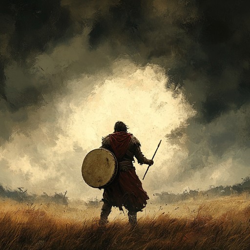 An aggressive instrumental folk piece featuring driving rhythms and powerful melodies inspired by ancient battles.