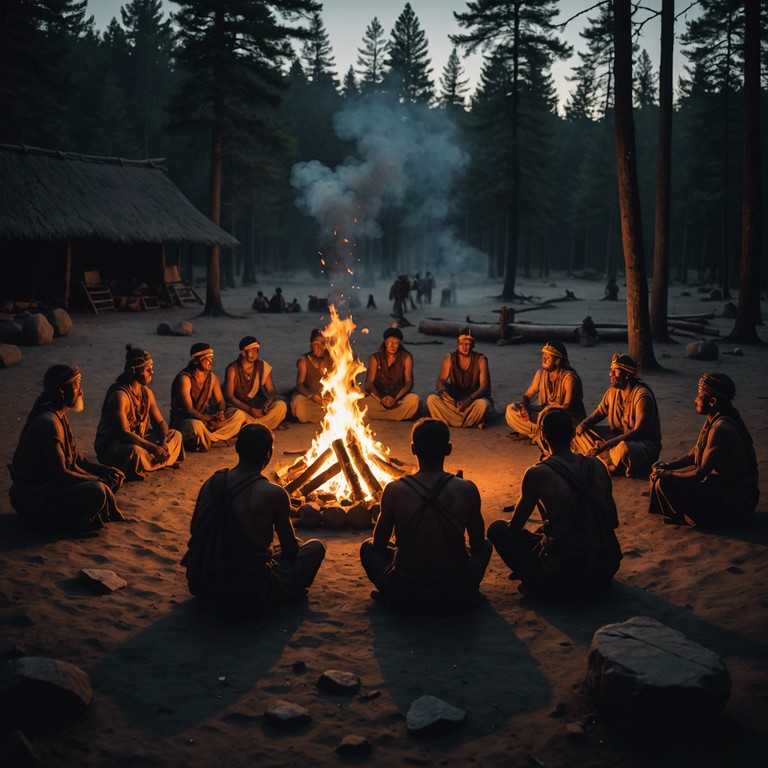 This piece combines the raw, rhythmic energy of traditional tribal music with nuanced spiritual echoes, creating a profound soundscape that transports listeners back to ancient campfires and ceremonial dances. Using traditional instruments, the track merges the boundaries between the ancient and the sacred, evoking a sense of connection and timeless spirituality.