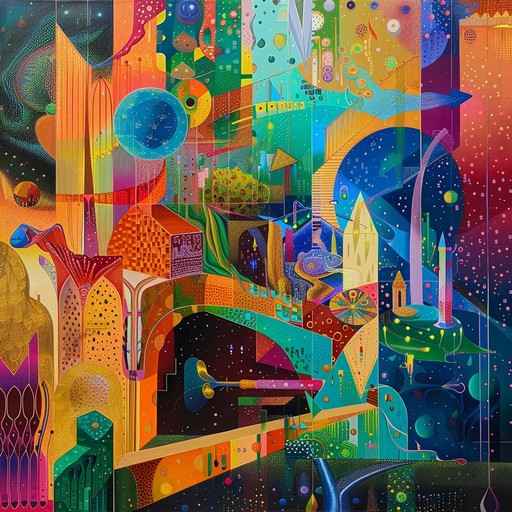 Experience an intense psychedelic odyssey with avant garde dissonant sound textures, merging unusual rhythms and tonal shifts to create a chaotic yet captivating cosmic journey.