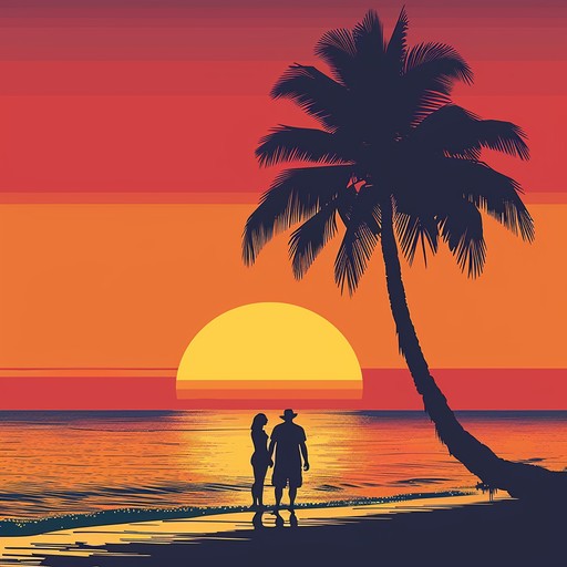 A gentle bossa nova tune that conjures images of a serene sunset on a tropical beach, with smooth guitar rhythms, light percussion, and melodic whistles creating an atmosphere of ultimate relaxation and carefree joy.