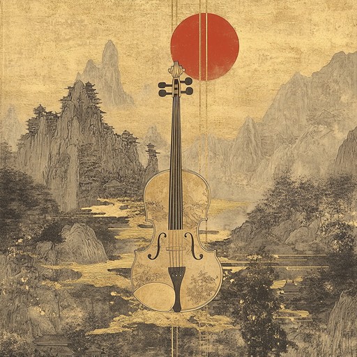 A sophisticated orchestral composition that intertwines asian musical motifs and instruments with western symphonic traditions, creating a mesmerizing fusion that transcends boundaries and eras.