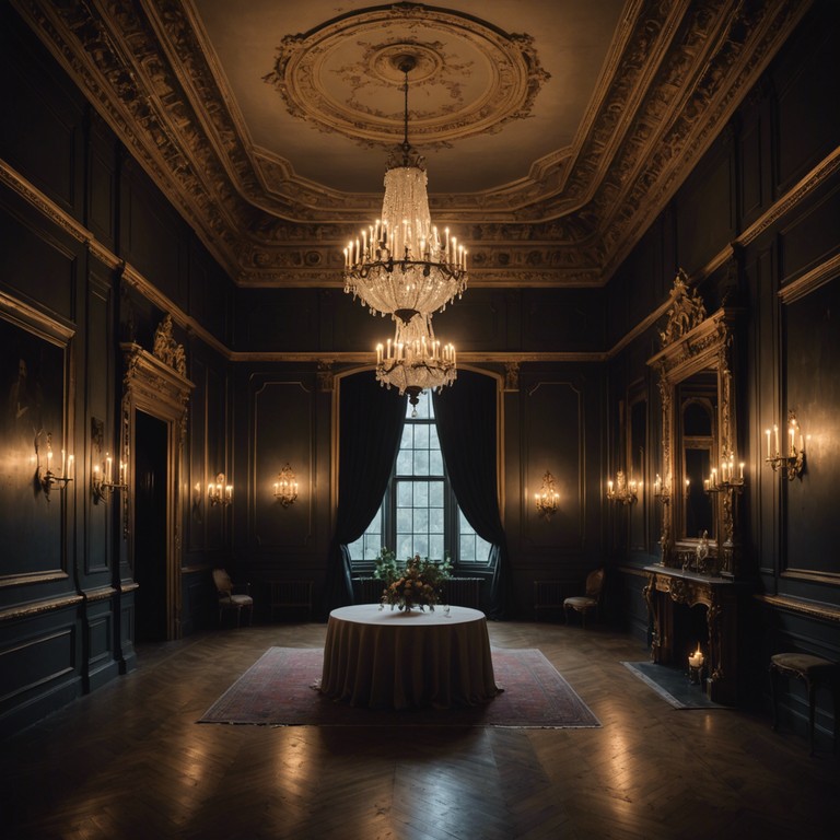 In the heart of an aged manor, where echoes of the past murmur secrets through the halls, the accordion's melancholic sound captures the eerie intensity of lingering spirits and distant whispers. The air is tense with the magic of a forgotten era, embraced by shadows dancing along with the haunting melody.