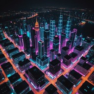 electrifying beats under a neon skyline