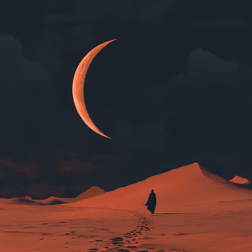 An instrumental piece that captures the menacing atmosphere of a middle eastern desert at night, blending traditional middle eastern instruments with dark, ominous tones to create a haunting soundscape.